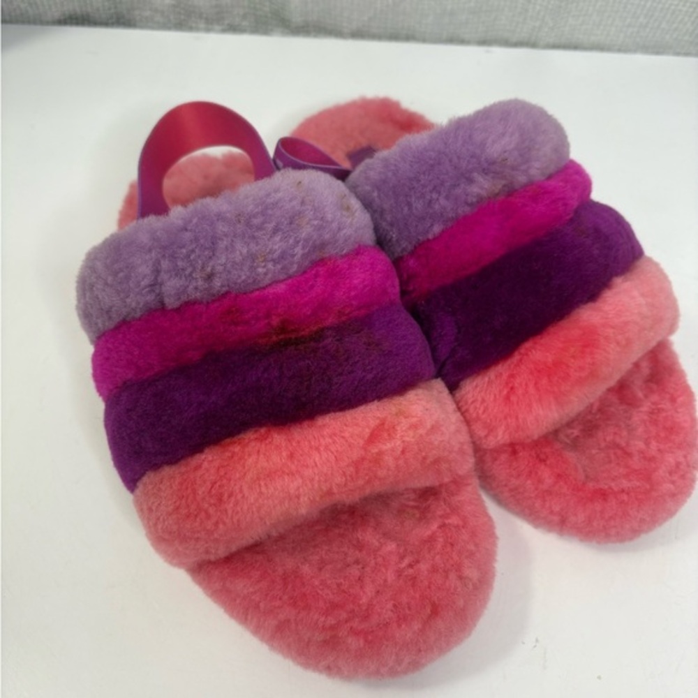 UGG Colorful Fuzzy Slippers in size 4 for girls